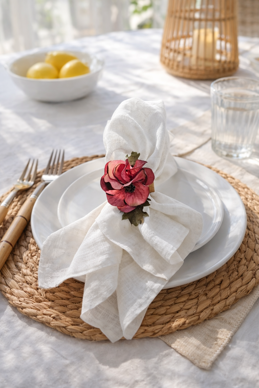 Lill Kırmızı İkili Sofra Sunum Çiçeği