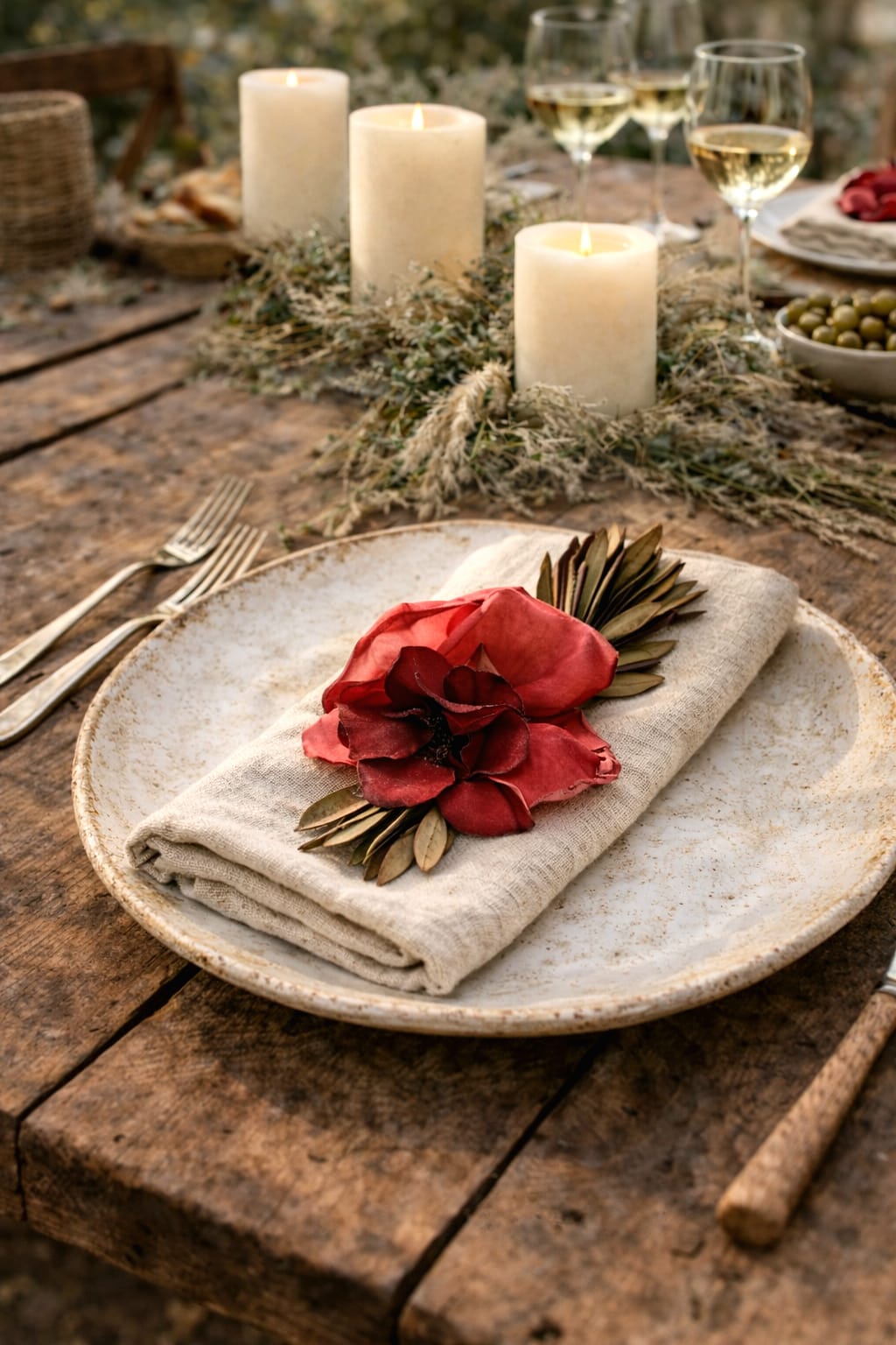 Yaprak Detaylı Sofra Sunum Çiçeği