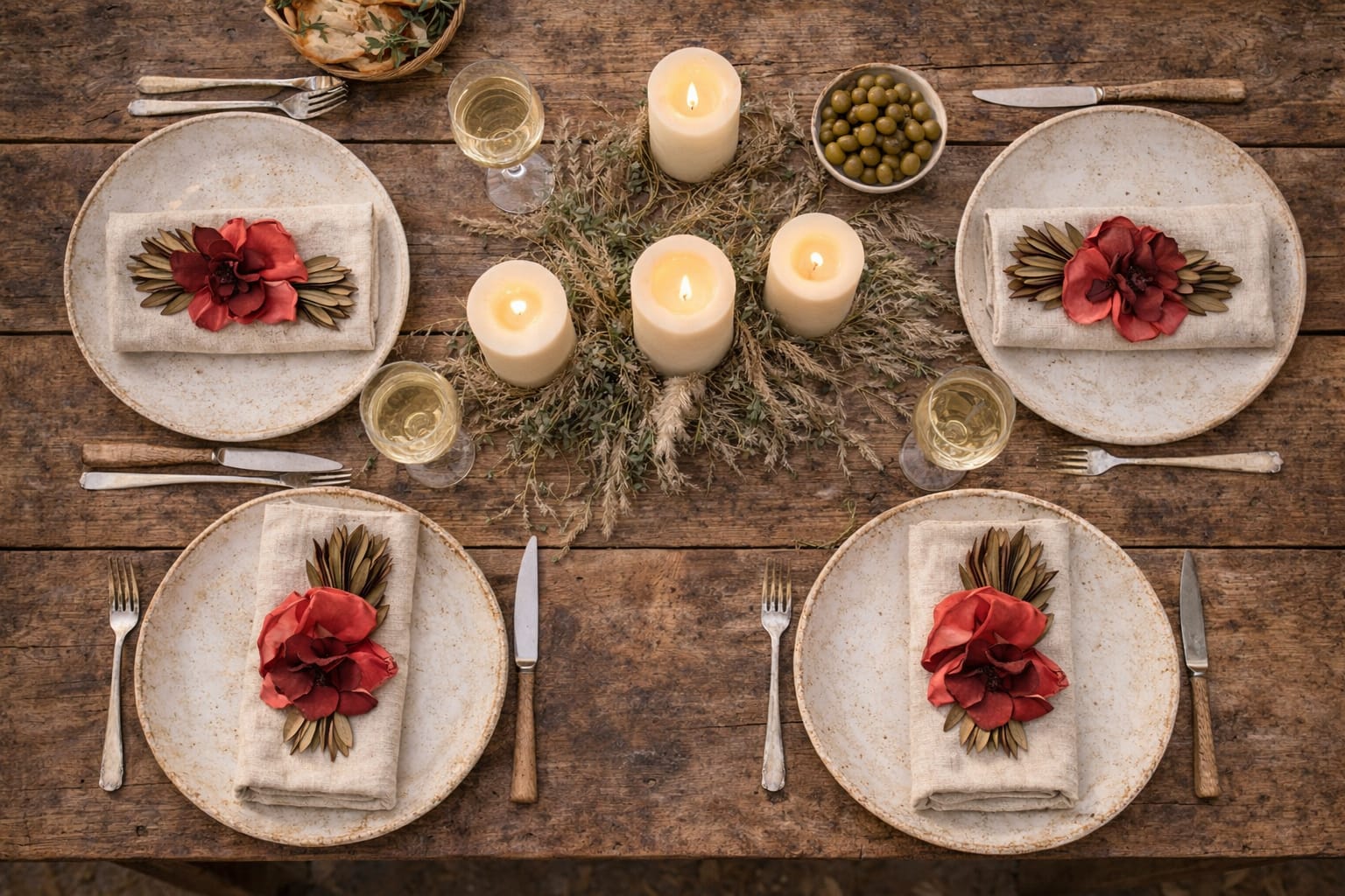 Yaprak Detaylı Sofra Sunum Çiçeği