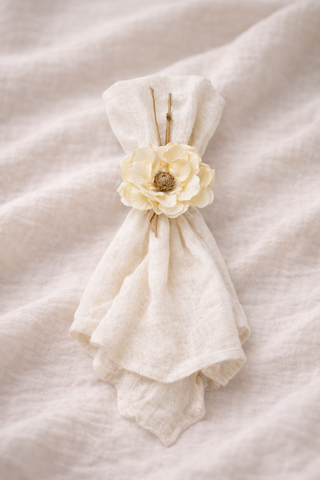 Beyaz Çiçek 6'lı Peçetelik Takımı