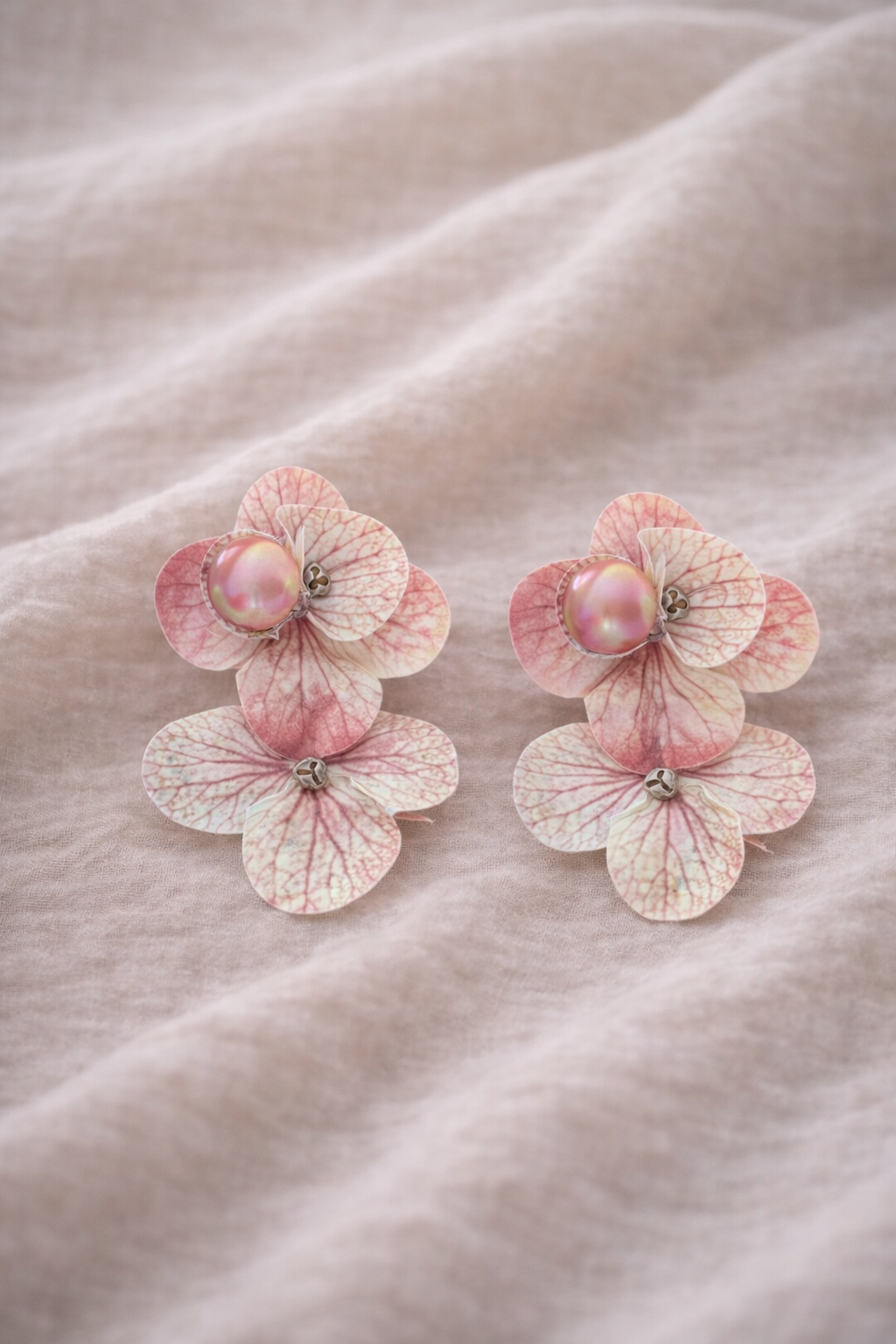 Lill İkili Çiçekli Pembe Küpe